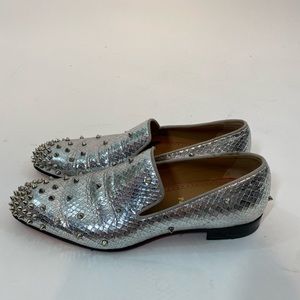 Christian Louboutin Silver Studded Loafers